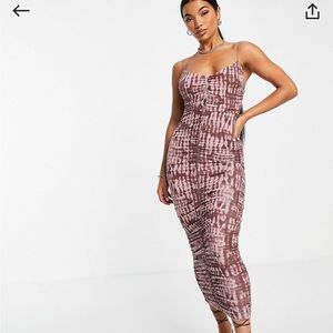 NEVER WORN ASOS design cami strappy midi dress with ruched detail